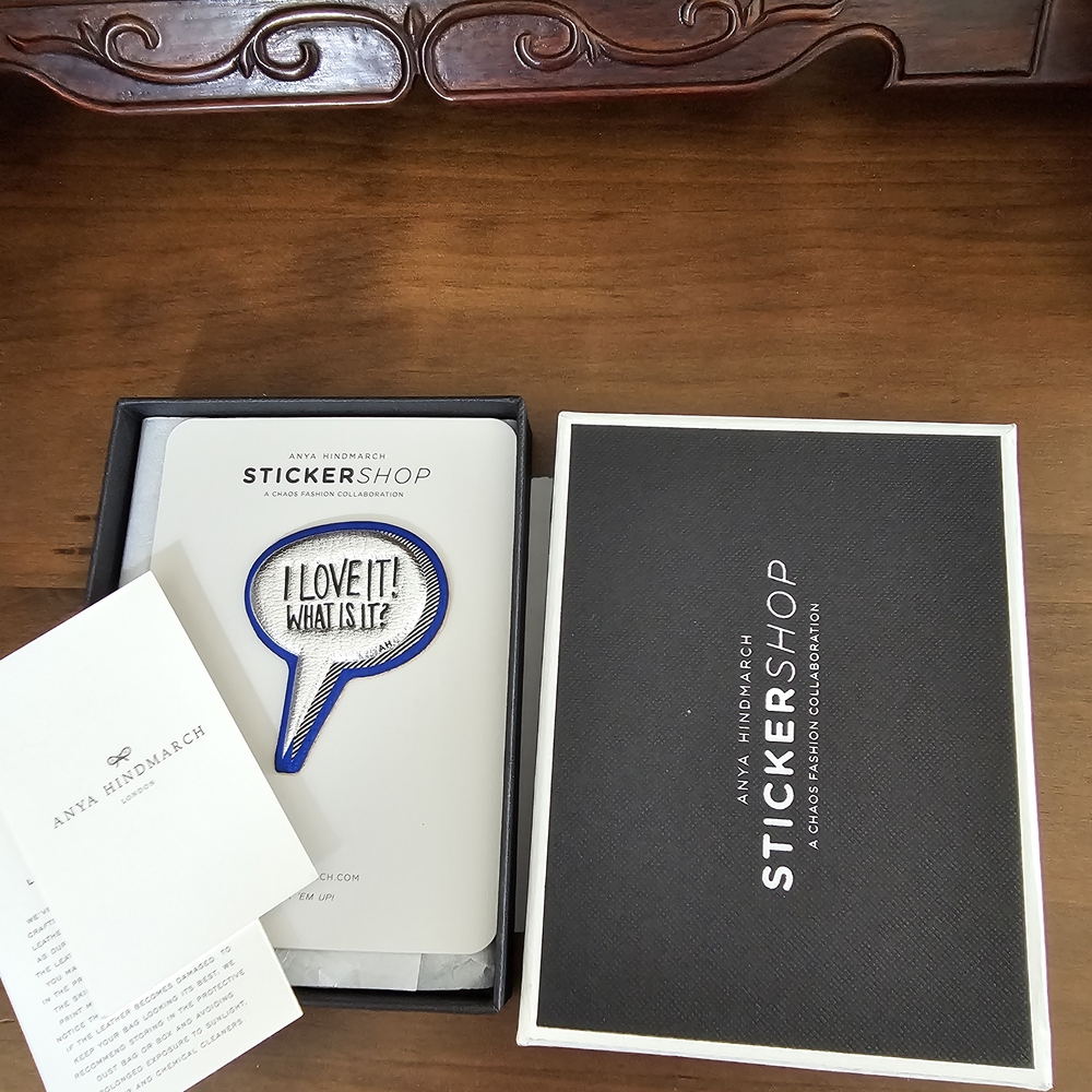 Anya Hindmarch Blue 'I Love It! What Is It?' Sticker Patch